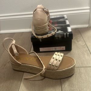 NWT -Never worn in box Nude sandals with studded ankle strap